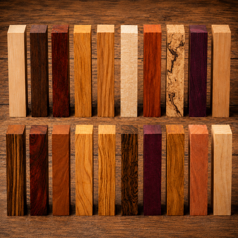 Variety Pack of 8) 3x3x12 KD Spindle Blanks 8 different exotic and domestic woods! $125+ value (May contain rough sawn spindles)
