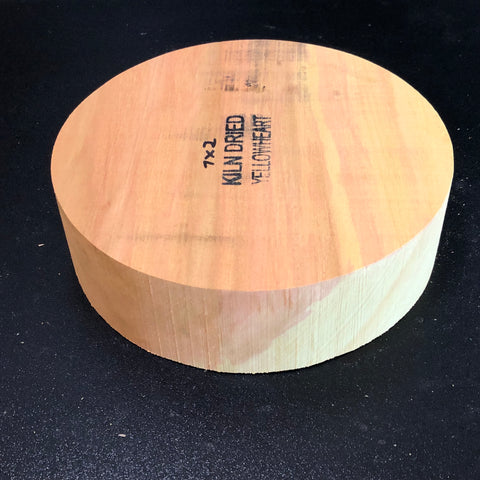 7"x2" KD Exhibition Grade Yellowheart Wood Bowl Turning Blank (#00810)
