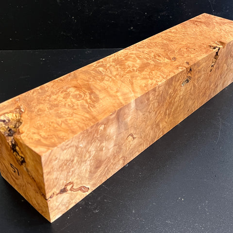 3.5"x3.5"x15.5" KD Maple Burl Wood Spindle Turning Blank (#0057)