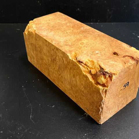 3.5"x3.5"x8.5" KD Maple Burl Wood Spindle Turning Blank (#0059)