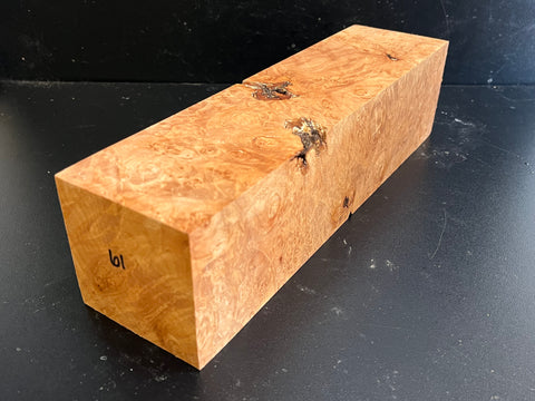 3"x3"x12.5" KD Maple Burl Wood Spindle Turning Blank (#0061)