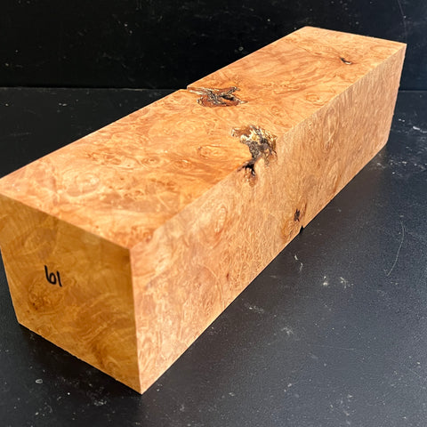 3"x3"x12.5" KD Maple Burl Wood Spindle Turning Blank (#0061)