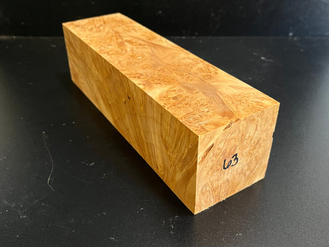 3"x3"x10" KD Maple Burl Wood Spindle Turning Blank (#0063)