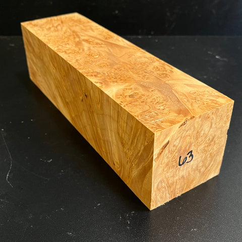 3"x3"x10" KD Maple Burl Wood Spindle Turning Blank (#0063)