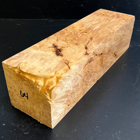 3"x3"x10" KD Maple Burl Wood Spindle Turning Blank (#0064)