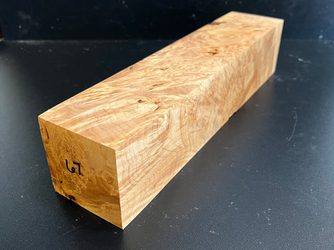 3"x3"x12.5" KD Maple Burl Wood Spindle Turning Blank (#0067)