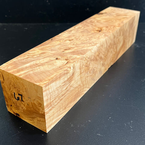 3"x3"x12.5" KD Maple Burl Wood Spindle Turning Blank (#0067)