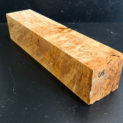 3"x3"x12.5" KD Maple Burl Wood Spindle Turning Blank (#0068)