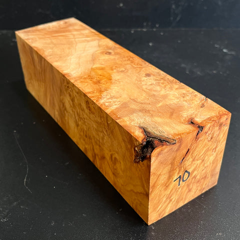 3"x3"x9.5" KD Maple Burl Wood Spindle Turning Blank (#0070)
