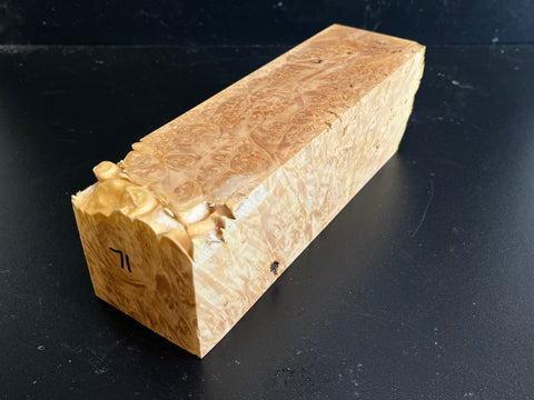 3"x3"x9.5" KD Maple Burl Wood Spindle Turning Blank (#0071)