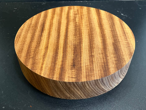 9"x2" KD Figured Afromosia Wood Bowl Turning Blank (#00923)