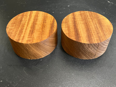 4"x2" KD Figured Afromosia (2 pcs) Wood Bowl Turning Blank (#00924)