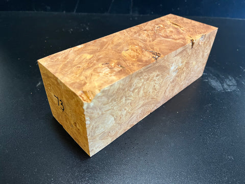 3"x3"x8.5" KD Maple Burl Wood Spindle Turning Blank (#0073)