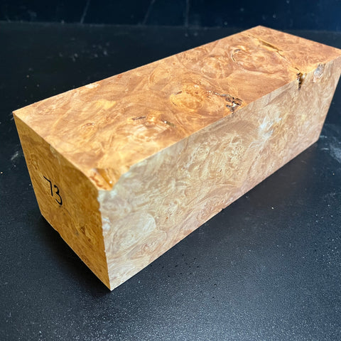 3"x3"x8.5" KD Maple Burl Wood Spindle Turning Blank (#0073)