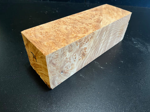 3"x3"x8.5" KD Maple Burl Wood Spindle Turning Blank (#0074)