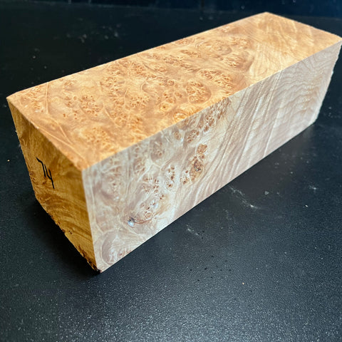 3"x3"x8.5" KD Maple Burl Wood Spindle Turning Blank (#0074)