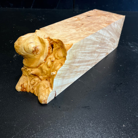 3"x3"x8.5" KD Maple Burl Wood Spindle Turning Blank (#0076)