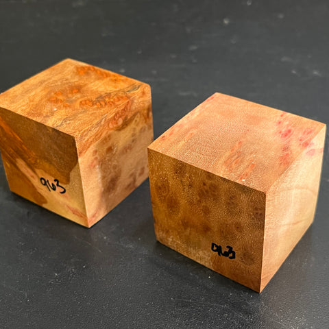 2"x2"x2" Camphor Burl Wood (2 pcs) Turning Spindle Blank (#00963)