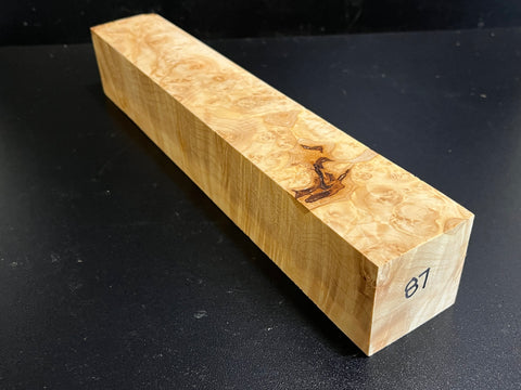 2"x2"x12.5" KD Maple Burl Wood Spindle Turning Blank (#0087)