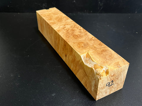 2"x2"x10.5" KD Maple Burl Wood Spindle Turning Blank (#0092)