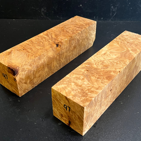 2"x2"x8" KD Maple Burl (2pcs) Wood Spindle Turning Blank (#0097)