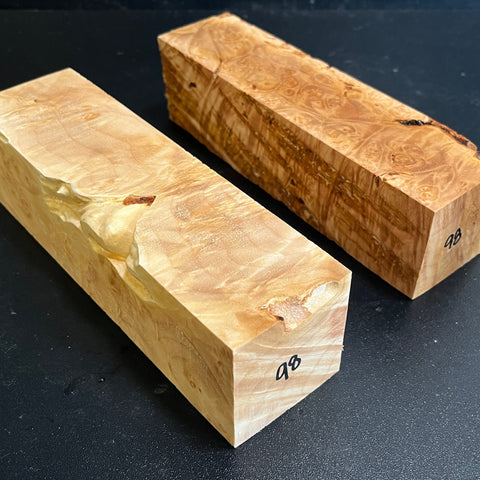 2"x2"x7" KD Maple Burl (2pcs) Wood Spindle Turning Blank (#0098)