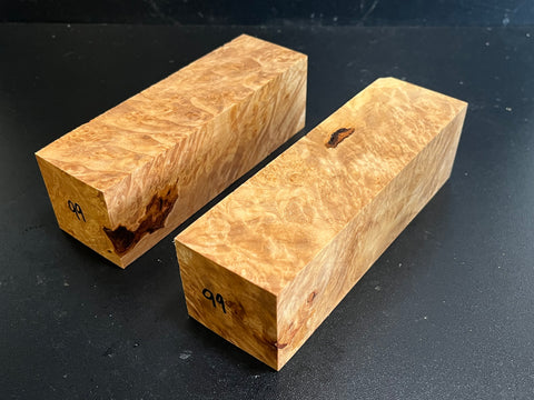 2"x2"x6" KD Maple Burl (2pcs) Wood Spindle Turning Blank (#0099)