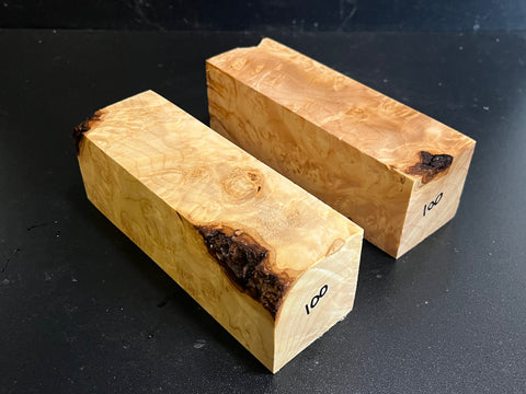 2"x2"x6" KD Maple Burl (2pcs) Wood Spindle Turning Blank (#00100)