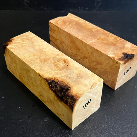 2"x2"x6" KD Maple Burl (2pcs) Wood Spindle Turning Blank (#00100)