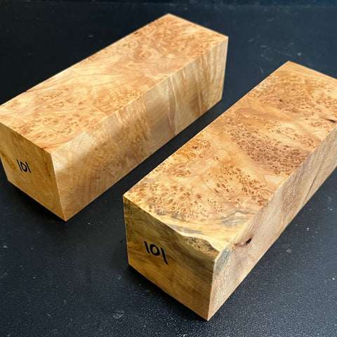 2"x2"x6" KD Maple Burl (2pcs) Wood Spindle Turning Blank (#00101)