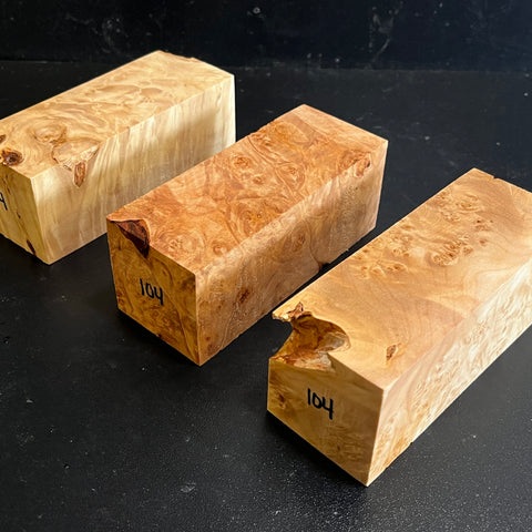 2"x2"x5" KD Maple Burl (3pcs) Wood Spindle Turning Blank (#00104)