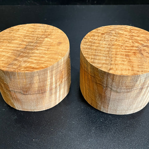4"x3" Exhibition Grade KD Curly Maple (2pcs) Wood Spindle Turning Blank (#00981)