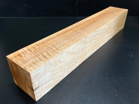 3"x3"x18" Exhibition Grade KD Curly Maple Wood Spindle Turning Blank (#00592)