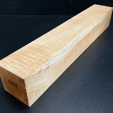 3"x3"x18" Exhibition Grade KD Curly Maple Wood Spindle Turning Blank (#00594)