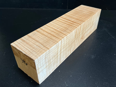 3"x3"x12" Exhibition Grade KD Curly Maple Wood Spindle Turning Blank (#00596)