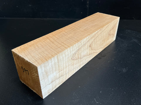 3"x3"x12" Exhibition Grade KD Curly Maple Wood Spindle Turning Blank (#00597)