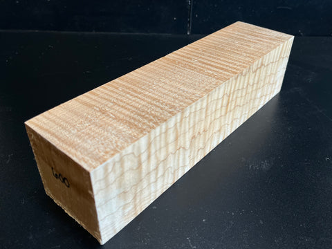 3"x3"x12" Exhibition Grade KD Curly Maple Wood Spindle Turning Blank (#00600)