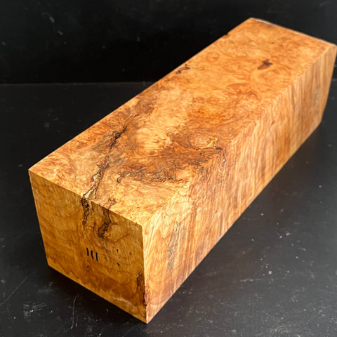 4"x4"x14" KD Maple Burl Wood Spindle Turning Blank (#00111)