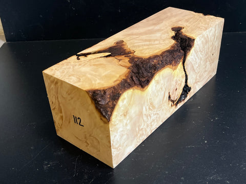 4"x4"x10.5" KD Maple Burl Wood Spindle Turning Blank (#00112)