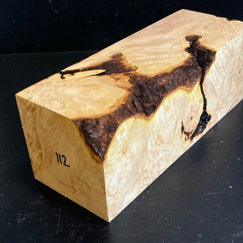 4"x4"x10.5" KD Maple Burl Wood Spindle Turning Blank (#00112)