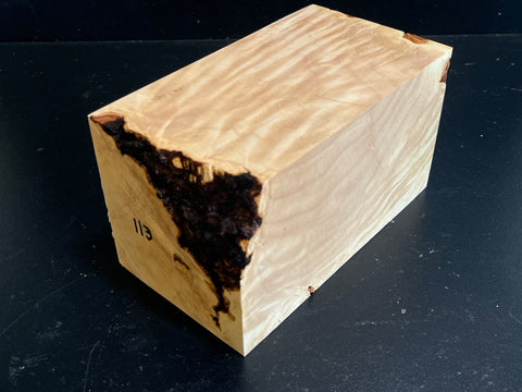 4"x4"x7" KD Maple Burl Wood Spindle Turning Blank (#00113)
