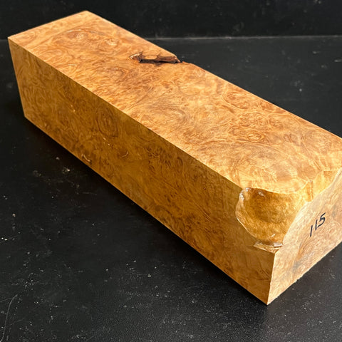3"x3"x11" KD Maple Burl Wood Spindle Turning Blank (#00115)