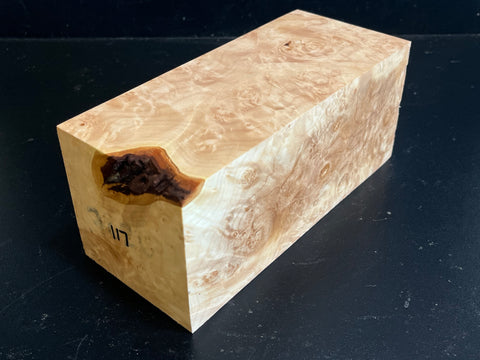 3"x3"x7.5" KD Maple Burl Wood Spindle Turning Blank (#00117)