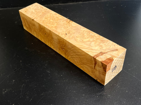 2.5x2.5x12 KD Maple Burl Wood Spindle Turning Blank (#00118)
