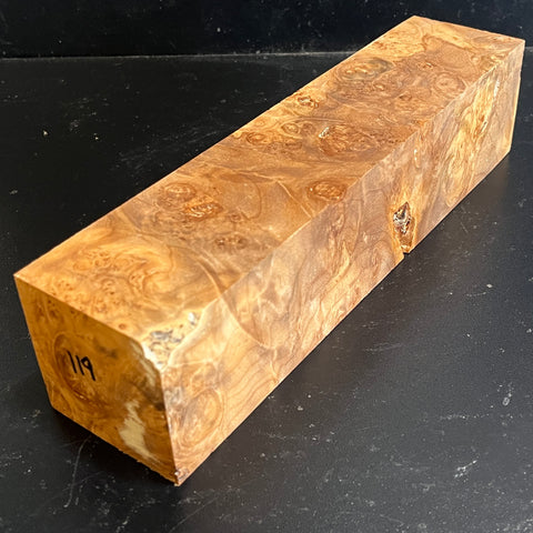 2.5x2.5x11 KD Maple Burl Wood Spindle Turning Blank (#00119)