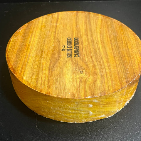 8"x2" KD Exhibition Grade Canarywood Wood Bowl Turning Blank (#00909)
