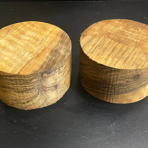 5"x3" KD Figured Black Limba (2pcs) Wood Bowl Turning Blank (#00965)