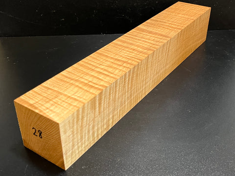 3"x3"x18" Exhibition Grade KD Curly Maple Wood Spindle Turning Blank (#0028)