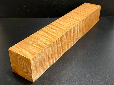 3"x3"x18" Exhibition Grade KD Curly Maple Wood Spindle Turning Blank (#0029)