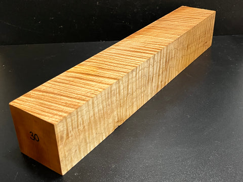 3"x3"x18" Exhibition Grade KD Curly Maple Wood Spindle Turning Blank (#0030)